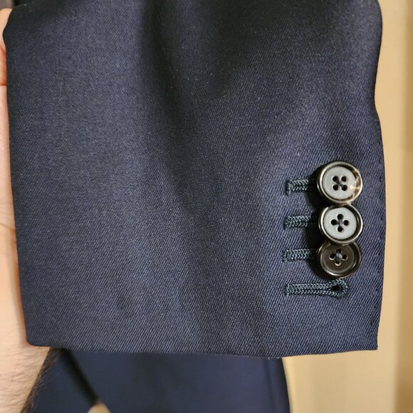 Suitsupply Solid Navy Blue Slim Fit Super 110's Italian Wool Suit 38R - Picture 8 of 10